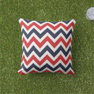 Cojín De Exterior Chevron rojo y naval