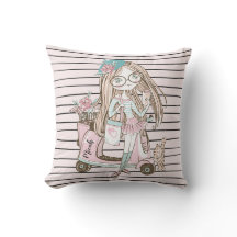 Chica y gato con tiras de Scooter Nombre personali