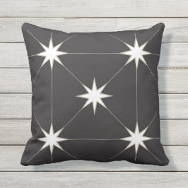Cojín De Exterior Cinco Estrellas Negro y Tan.