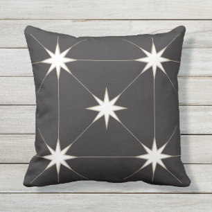 Cojín De Exterior Cinco Estrellas Negro y Tan.