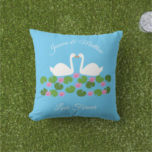 Cojín De Exterior Cisnes blancas y nenúfares Bodas Personalizado