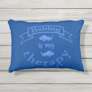 Cojín De Exterior Cita de la bandera Pesca es mi terapia
