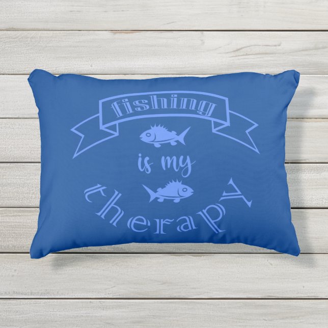 Cojín De Exterior Cita de la bandera Pesca es mi terapia (Anverso)