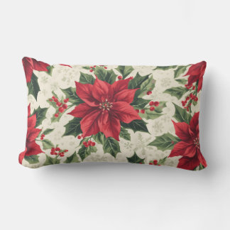 Cojín De Exterior Clásica Estrella Roja Verde Navidad Poinsettia Hol