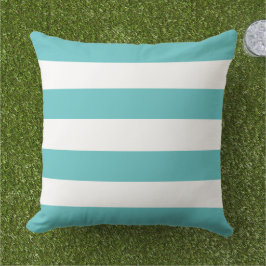 Cojín De Exterior Clásica franja horizontal ancha turquesa y verde