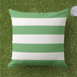 Cojín De Exterior Clásica franja horizontal ancha verde blanca