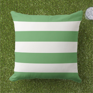 Cojín De Exterior Clásica franja horizontal ancha verde blanca