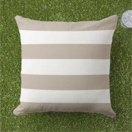 Cojín De Exterior Clásico beige blanco raya horizontal ancha