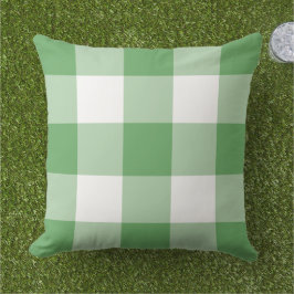 Cojín De Exterior Clásico Cuadro de Gingham Verde y Blanco Grande