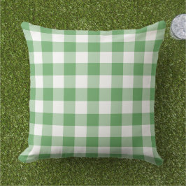Cojín De Exterior Clásico Gingham de cuadros verdes y blancos