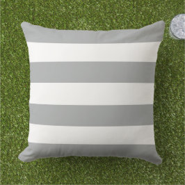 Cojín De Exterior Clásico Gris Blanco Ancho Rayado Horizontal