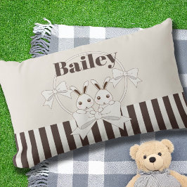 Cojín De Exterior Clásico moderno Stripe Cute Personalizado Bunny