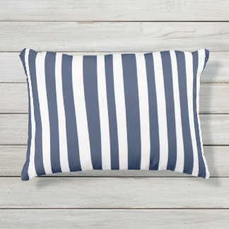 Cojín De Exterior Classic Navy Blue Stripes | Timeless Nautical 
