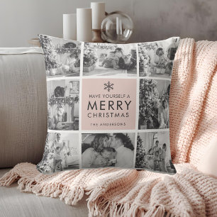 Cojín De Exterior Colcha de collage moderno rosa “Merry Christmas” c