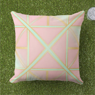 Cojín De Exterior Colección de lujo tendencia rosa menta dorado rubo
