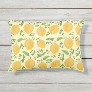 Cojín De Exterior Colección Lemon Bloom de color amarillo estampado