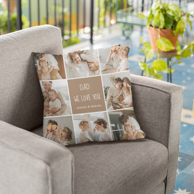 Cojín De Exterior Collage Photo Dad We Love Happy Fathers Day (Subido por el creador)