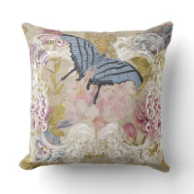 Collage romántico floral de mariposa vintage