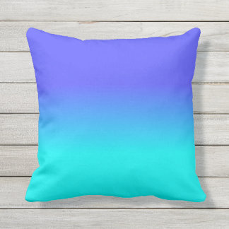 Cojín De Exterior Color de neón azul y brillante de neón F de la