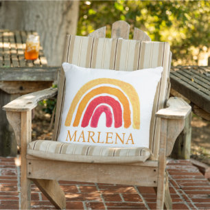 Cojín De Exterior Color natural Boho arcoiris Naranja bohemio