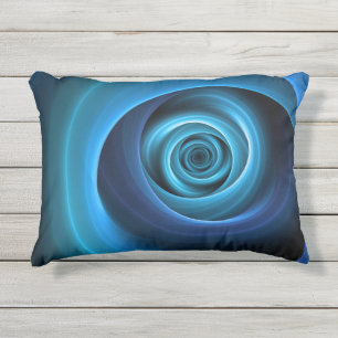 Cojín De Exterior Colores azules espirales 3D Resumen arte fractal m