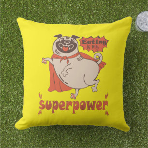 Cojín De Exterior Comer es mi sobrenombre rojo cloak pug estilo cómi