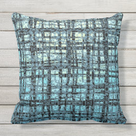 Cojín De Exterior Comprobación en negro del patrón X y O azul