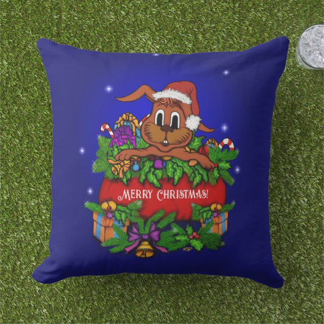 Cojín De Exterior Conejo de navidades (Césped)
