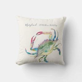 Cojín De Exterior Coordenadas del mapa de cangrejos costeros de colo