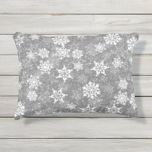 Cojín De Exterior Copo de Nieve Blanco Navidades Lujoso Gris Elegant