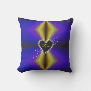 Cojín De Exterior Corazón negro con estrellas en arcoiris amarillo p