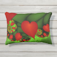 Corazones rojos animan el arte fractal verde moder