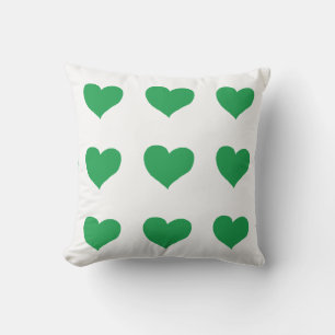 Cojín De Exterior corazones verdes románticos blancos
