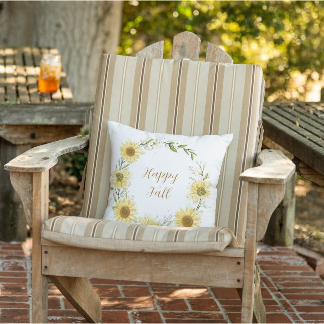 Cojín De Exterior Corona de girasoles con texto personalizable   (Silla)