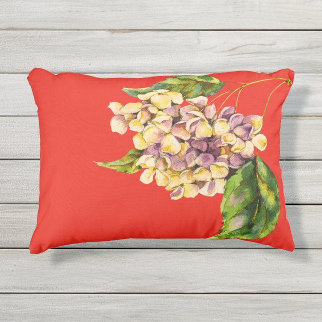 Cojín De Exterior Crimson y Geranium Bouquet Accent Pillow (Anverso)