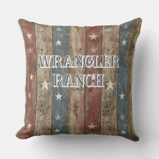 Cojín De Exterior Cubierta de texto editable Stars & Stripes (Anverso)