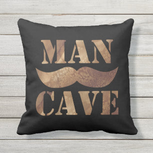Cojín De Exterior Cueva del hombre (bigote, negro)