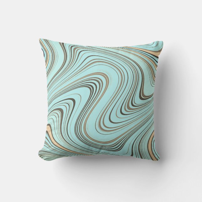 Cojín De Exterior Curva de oro y turquesa rusa (Anverso)