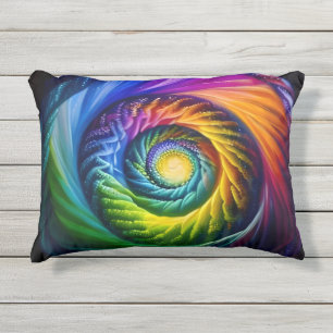 Cojín De Exterior Curva en espiral de arcoíris