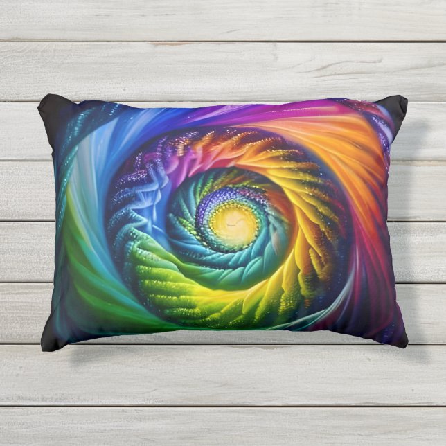 Cojín De Exterior Curva en espiral de arcoíris (Anverso)