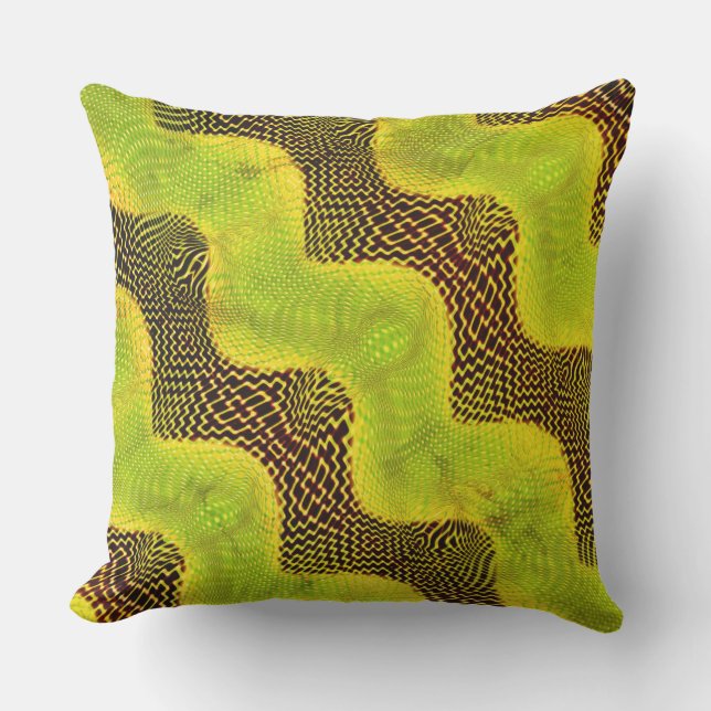 Cojín De Exterior Curva verde envejecida, puntos amarillos sobre fon (Anverso)