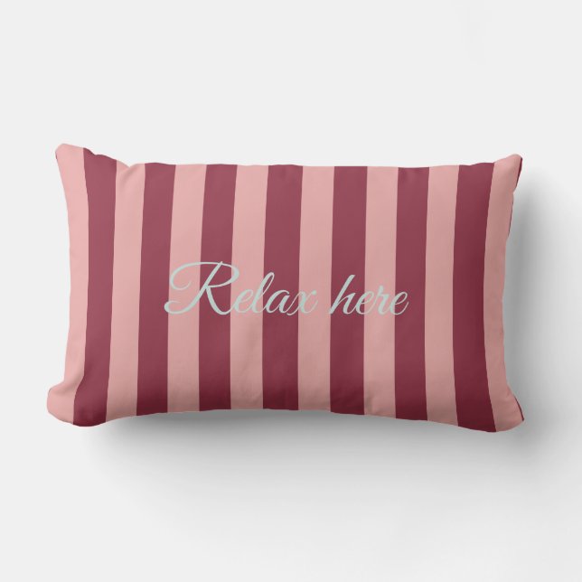 Cojín De Exterior Custom Burgundy, Pink & Blue Striped Lumbar Pillow (Anverso)
