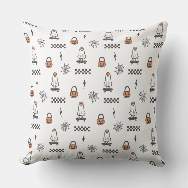 Cojín De Exterior Cute Halloween Ghost Pattern Throw Pillow (Anverso)