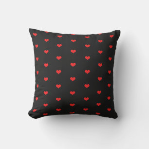Cojín De Exterior Cute Rojo Patrones de Corazón Negro Personalizado