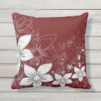 Cojín De Exterior Dainty Floral Scroll on Red