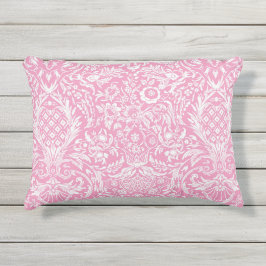 Cojín De Exterior Damasco de época victoriana de la piña rosa de Fuc