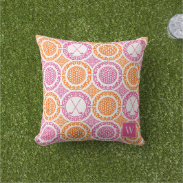 Cojín De Exterior Damask de Golf Elegante - Pelotas y Palos - Naranj