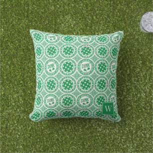 Cojín De Exterior Damask de Pickleball Elegante – Motivo Verde Dink