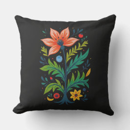 Cojín De Exterior Dark Cottagecore Folk Art Floral Tree Botanical