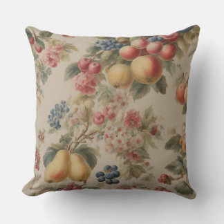 Cojín De Exterior Delicate Flowers and French Fruits. Painted Style